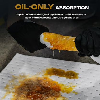 Oil Absorbent Pads Roll, Oil-Only Spill Mat, White, 16"x20", 100 Pcs - color: 100pack 3mm Thickened/Oil Only rolls(16"x20")