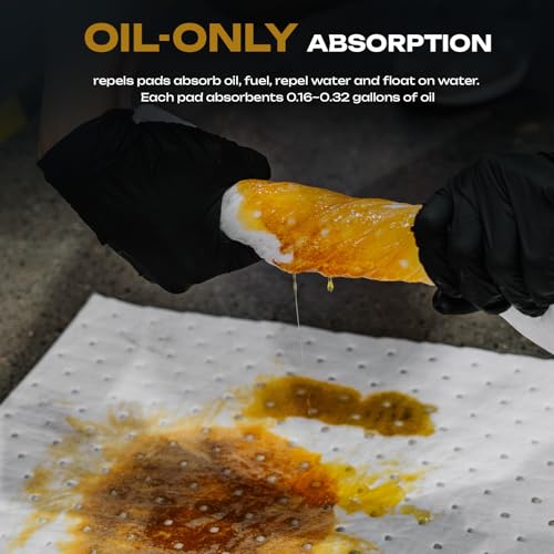 Oil Absorbent Pads Roll, Oil-Only Spill Mat, White, 16"x20", 100 Pcs - color: 100pack 3mm Thickened/Oil Only rolls(16"x20")