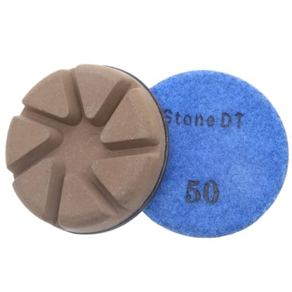 Hybrid Diamond Polishing Pucks, 3’’ Floor Grinding Pads for Hard Concrete Surface, Compatible with Ride-on/Walk-Behind Floor Grinder, Aggressive Ceramic Bond, 50#, 9PCS - style: 50# 9PCS
