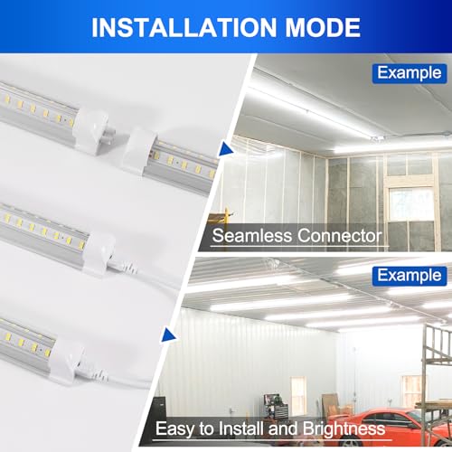 XLNYUUI Led Shop Lights,4FT LED Light 50W 6500K 7000LM Led Daylight,Garage Light Linkable Clear Cover Integrated V-Shape for Garage Warehouse Workbench Workshop(10-Pack) - size: 4FT 10PACK