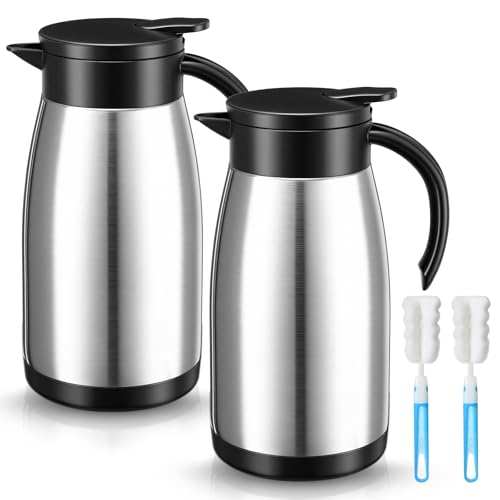Norme 2 Pcs Thermal Coffee Carafe Creamer, Silver, 34 oz - color: Silver, size: 34 oz