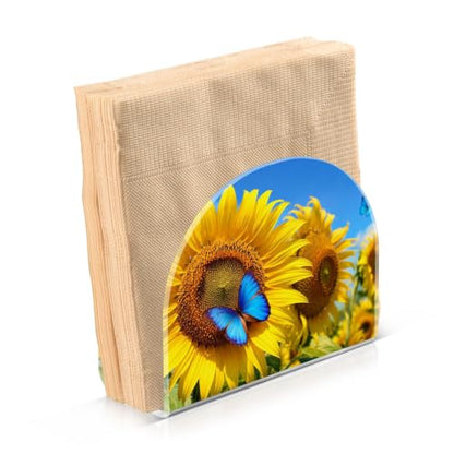 Blooming Sunflowers Napkin Holder for Table Acrylic Tissue Dispenser - color: Blooming Sunflowers