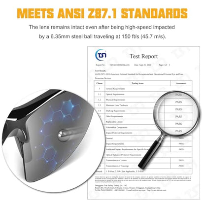 OXG 12 Pack Anti Fog Safety Glasses for Men, ANSI Z87.1 Protective Eyewear - color: Grey With Straps