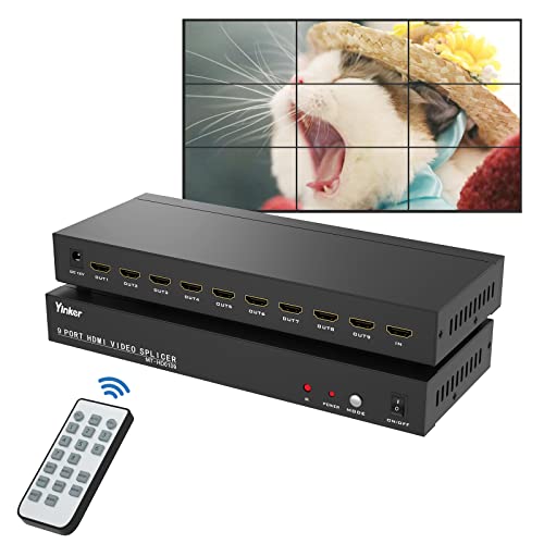 Video Wall Controller 3x3, 4K HDMI Video Wall Processor Supports 3x3, 3x2, 2x3, 2x2, 4x2, 2x4-1 Input & 9 Output - size: 1 in 9 out - 3x3
