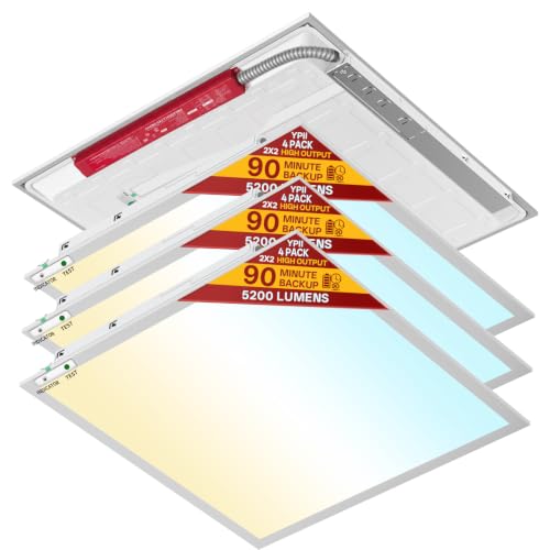 4Pack 2x2 LED Flat Panel Light with Emergency Battery Backup, 5CCT - size: Emergency Backup, style: 2x2