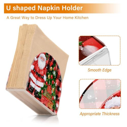 Buffalo Check Santa Napkin Holder for Table Acrylic Tissue Dispenser - color: Buffalo check pattern Santa Claus