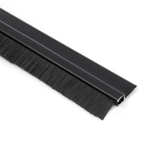 uxcell Door Bottom Sweep H-Shape Aluminum Alloy Base with 0.6-inch Black Nylon Brush 39-inch x 1.4-inch - color: Black, size: 39.37" x 0.6"