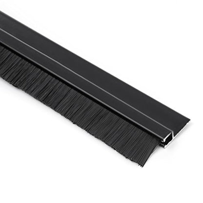 uxcell Door Bottom Sweep H-Shape Aluminum Alloy Base with 0.6-inch Black Nylon Brush 39-inch x 1.4-inch - color: Black, size: 39.37" x 0.6"