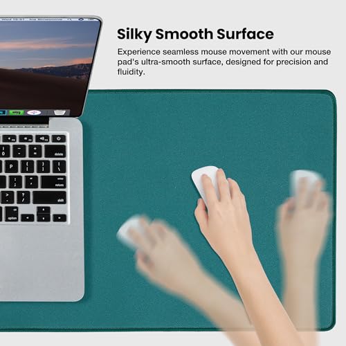ALOANES Non-Slip Extended Mouse Pad Office&Home Desk Mat Stitched Edge - color: Green, size: 35.4L x 15.7W inches