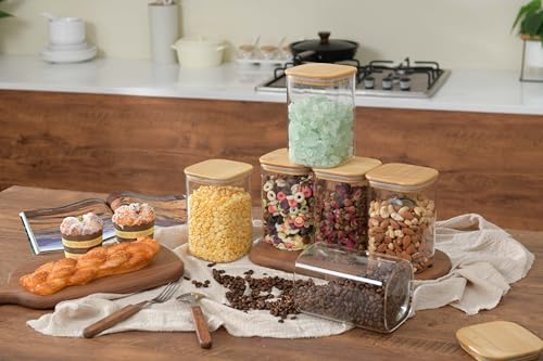 D2scrma 37oz/1.2Qt/1100ml Square Glass Storage Containers with Lids 6-Pack - size: 37oz*6