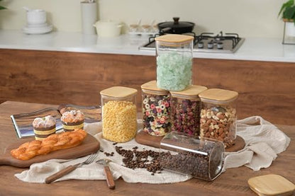 D2scrma 37oz/1.2Qt/1100ml Square Glass Storage Containers with Lids 6-Pack - size: 37oz*6