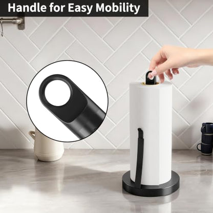 Jesginboo Countertop Paper Towel Holder with Tension Arm, Black - color: Black