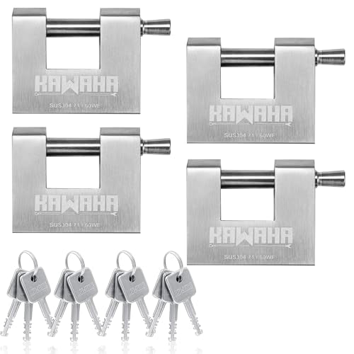 71/60-4PS Stainless Steel D-Shaped Padlock with Stainless Steel Key for Garage Door, Containers, Shed, Locker and Warehouse (2-3/4 inch, Keyed Alike - 4 Pack) - color: Keyed Alike - 4 Pack, size: 2-3/4 Inch