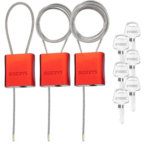 Adjustable Cable Locks with 6 Same Keys, 3-Pack, Red - color: red | 3pack(1.15ft,3.28ft,6.56ft)/set-6 same keys | Dia 1/6in(4mm)
