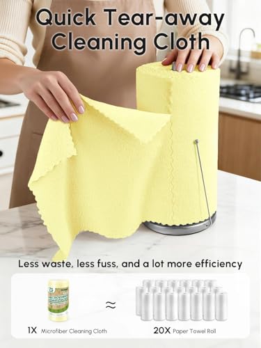 Microfiber Cleaning Cloths Roll 75 Pack 12x12 Inch Lint Free - color: Yellow