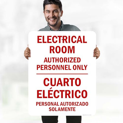 Electrical Room Authorized Personnel Only Bilingual Sign, 24x30 Inches, Rust Free .063 Aluminum, Fade Resistant, Made in USA by My Sign Center - size: 24x30 Aluminum