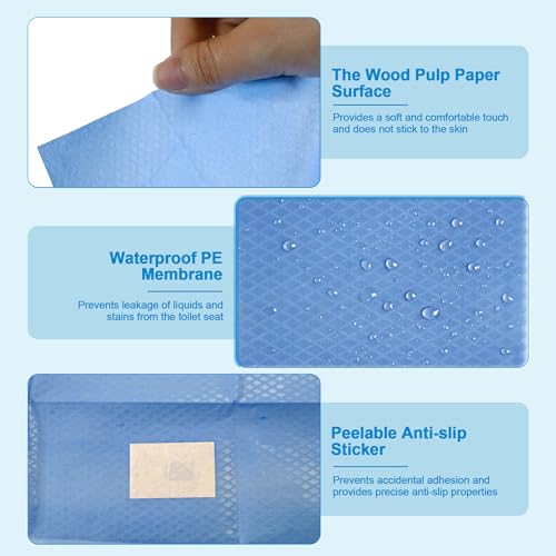 Disposable Toilet Seat Cover (60 Pack) - XL for Adults and Kids, 100% Biodegradable Travel Supplies Essentials for Public Restrooms, Airplane, Camping, Festivals-PE-coated Paper - color: PE-coated Paper