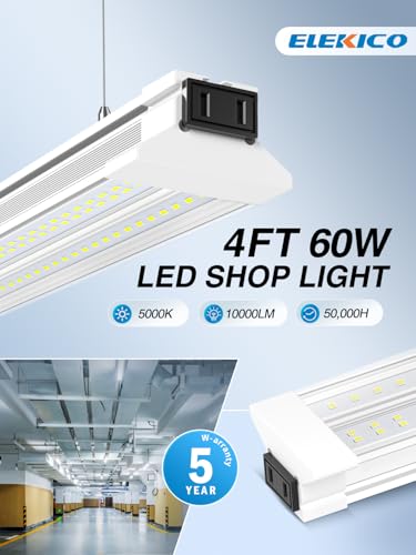 60W 4 Foot Led Shop Lights 2Pack Linkable Ceiling Or Hanging Mount for Shop - size: 4FT-2PACK