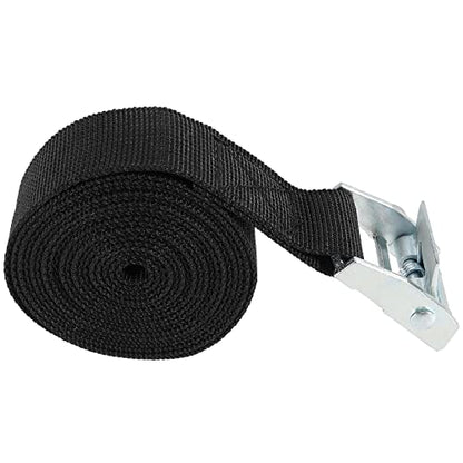 MANCHAP 12 Pack 6.5 Feet Lashing Straps, 1 Inch Wide Black Cam Buckle Adjustable Cargo Tie Down Straps for Kayak, Luggage, Car Roof Rack, Furniture
