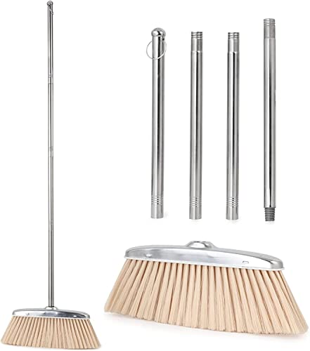 Indoor & Outdoor Brooms, VOOWO 46” Kitchen Broom with Long Handle, Heavy Duty Brooms for Home Kitchen Broom for Office, Angle Brooms for Sweeping with Stainless Steel Handle - color: Broom Only