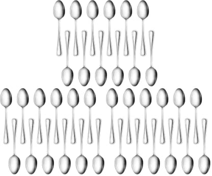 New Star Foodservice Bead Pattern 18/0 Stainless Steel Teaspoon, 6.3-Inch, Set of 12, Commercial Grade (Pack of 3) - size: Teaspoon (6.3-Inch) (Pack of 3)