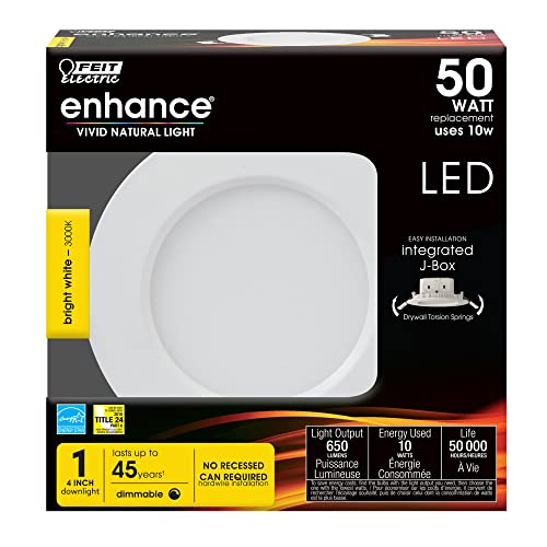 Feit Electric 4in LED Canless Recessed Downlight, 50W Eq - style: 4 Inch