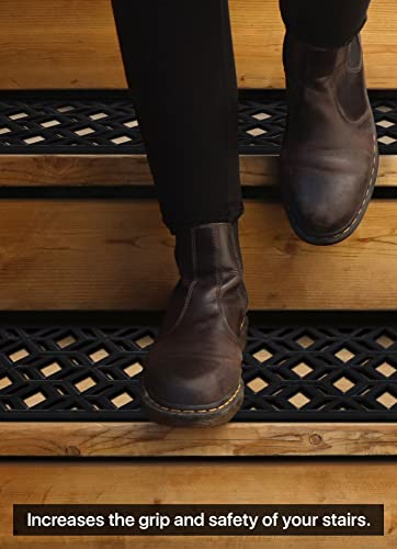 Rubber Stair Treads Non-Slip Outdoor 42”x10” (5-Pack) – Hexagon Anti-Slip Step Mat - size: 42" X 10", style: Hexagon