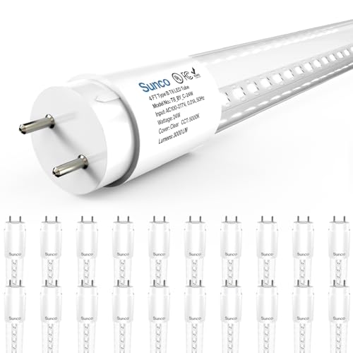 Sunco 20 Pack 4 Foot T8 LED Tube Light Bulbs, 24W, 5000K, Ballast Bypass - size: 20 Pack