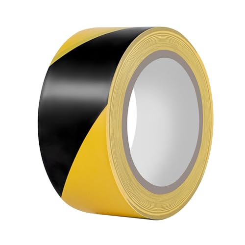 Hazard Tape 2 Inch x 108 Feet Black & Yellow Ultra-Adhesive Hazard Warning Safety Stripe Tape, Adhesive Marking Barrier Tape for Marking Floor, Walls - color: Black & Yellow