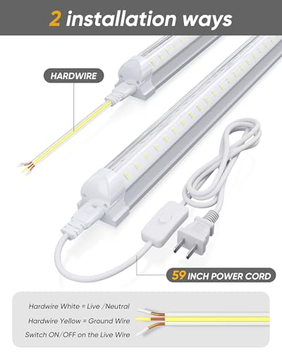 4FT 4 Pack LED Shop Lights, 60W 7500LM 6000K Workbench Tube Light - size: 7500LM-4Pack