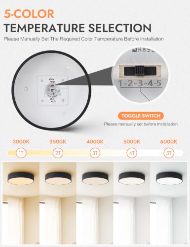 11.81in Dimmable Modern Black Flush Mount LED Ceiling Light Fixture - color: Black, size: 11.81 inch
