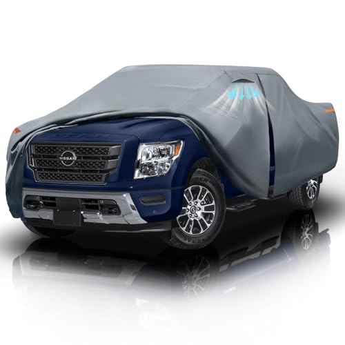 Nissan Titan XD Truck Cover Custom Fit 2016-2026 Crew Cab Short Bed(6.6') with Door Zipper, 10 Layers Outdoor Heavy Pickup Truck Cover Waterproof All Weather, Wind Dust Sun Protector. - size: Custom fit Nissan Titan XD Crew Cab SB
