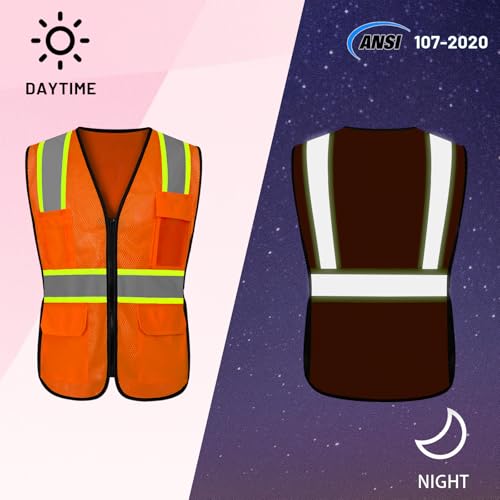 Hi Vis Vest for Women, High Visibility Reflective Vest, Orange, L - color: 1pc Orange, size: Large