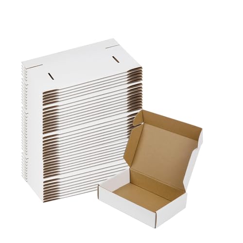 50 Pack 7x5x2 Small Shipping Boxes, White Corrugated Cardboard Packaging Box for Small Business - color: White-7x5x2