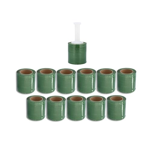 PSBM Dark Green Mini Stretch Wrap with Plastic Handle 5" x 1000' 12 Rolls - color: Green, size: 5 Inch