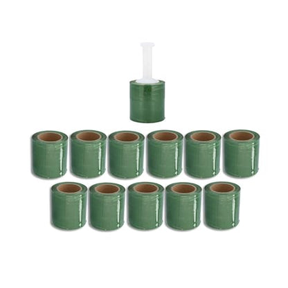 PSBM Dark Green Mini Stretch Wrap with Plastic Handle 5" x 1000' 12 Rolls - color: Green, size: 5 Inch
