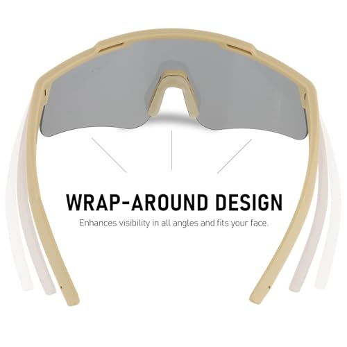 Tactical Eyewear Anti Fog, ANSI Z87.1 Sports Glasses with 3 Interchangeable Lens UV400 Protection Airsoft Goggle - color: Khaki Frame