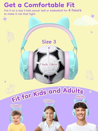 Dr.meter Noise Cancelling Headphones for Kids Adults Toddler Ear Protection - color: Cat Lake Green