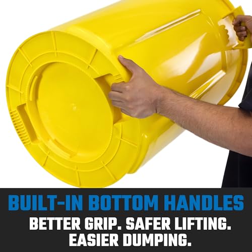 Magnum 32 Gallon Trash Can, High-Vis Yellow, Construction Grade, Heavy Duty Plastic, Jobsite Ready for Handling and Holding Garbage CMTC-C000-32Y05 (5 Pack) - color: Yellow, size: 32 Gallon, style: Can Only
