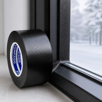 ZOMPAGO Duct Tape for Window Sealing,Draft Seal Weather Strip 1.8inx66FT - color: Black Tape, size: 1.8inx66FT