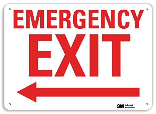 SmartSign “Emergency Exit” Sign with Left Arrow | 7" x 10" 3M Reflective Aluminum - color: Emergency Exit Sign With Left Arrow, size: 7" x 10" Reflective Aluminum