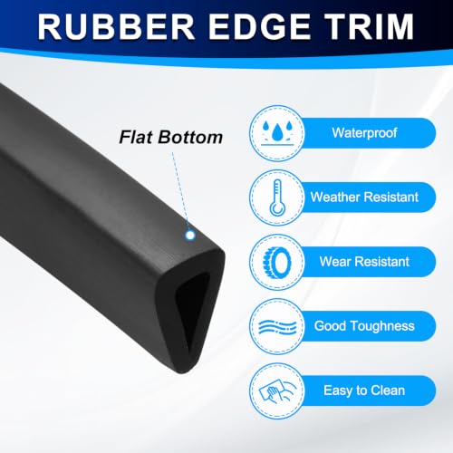 PATIKIL U Channel Rubber Edge Trim 8.2Ft Long for 1/8"–5/32" Thick Edge - size: 8.2Ft L x 9/32" W, 5/32" Slot