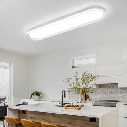 ADISUN Modern LED Ceiling Light Dimmable Linear Ceiling Light 39.4in Semi Flush Mount Long Lights with Remote Control and Side Lighting for Living Room Kitchen Dining Room, 2 Pack, White(65W) - color: White-2Pack, size: 39 Inch