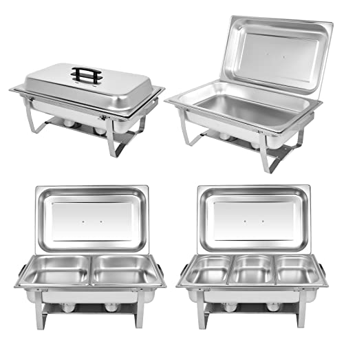Chafing Dish Buffet Set[4 Pack] 8QT Stainless Steel Buffet Chafers,Catering Food Warmers Set With 7 Trays - size: Model 3