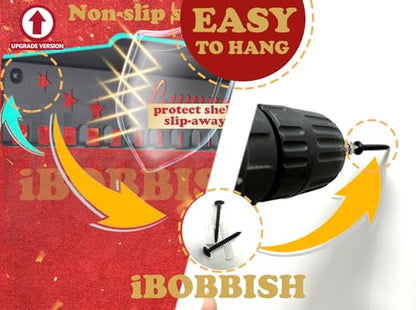 iBobbish Metal Medal Hanger Display,Non-Slip Trophy Shelf with 20 Hooks,Wall Mount,Heavy Duty,Non-Bent,Holds 22-33lbs,for Gymnastics,Race,Soccer,Swim - color: Black, style: NON-SLIP Gymnastics 6 Stars