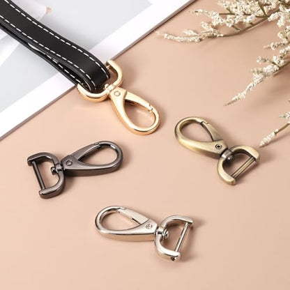 HARFINGTON 2Pcs Detachable Snap Hook Swivel Clasp 1 1/2" D Ring with Swivel Lobster Claw Clasps Hook for Purse Strap Keychain Bag DIY Craft, Silver - color: Silver, size: 1 1/2"