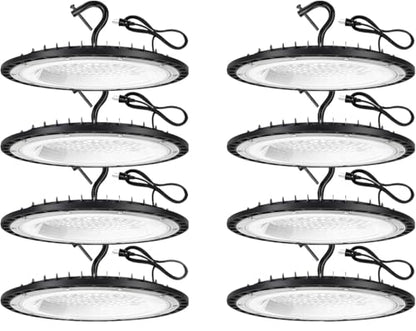 YANYCN 8 Pack 240W UFO Led High Bay Light Fixture,120VAC,40000LM,5000K Daylight Commercial Shop Bay Lighting,[1050W MH/HPS Equiv.] US Plug Area Lighting for Warehouse/Barn/Gym/Factory/Workshop - size: 240W 8pack UFO Led High Bay light