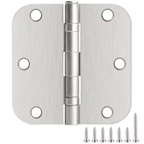 TDCHINGES Rounded Door Hinges Brushed Nickel 3.5" 5/8" Lasting Mute 30 Pack - color: Satin Nickel-Rounded, size: 30 Pack-Ball Bearing-lasting no squeak