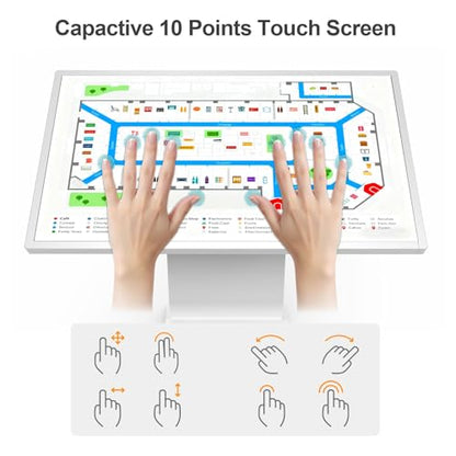 43 Inch Touch Screen Kiosk, 10pt PCAP Touch Screen Digital Signage, Plug&Play K-Style Indoor Digital Signage, Interactive LCD Display Signage, CMS/U-Disk Publish Content, Split Screen, Android 11 - color: 43"+White (Android OS)