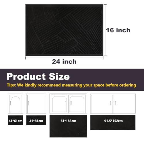 16×24 Inch Black Door Mat for Indoor Outdoor, Welcome Mat - color: Black, size: 1'4" x 2' (Rectangular)
